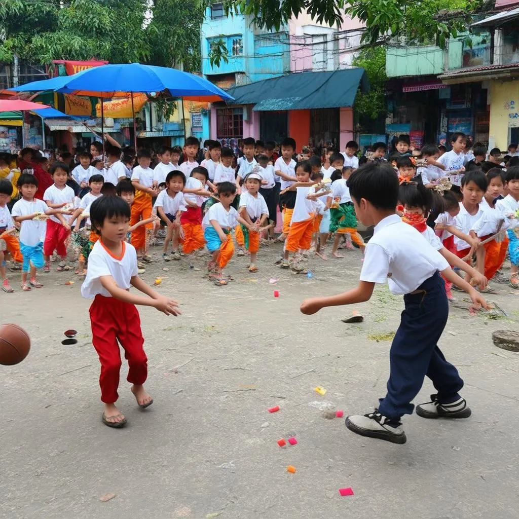 Trẻ em chơi ô ăn quan