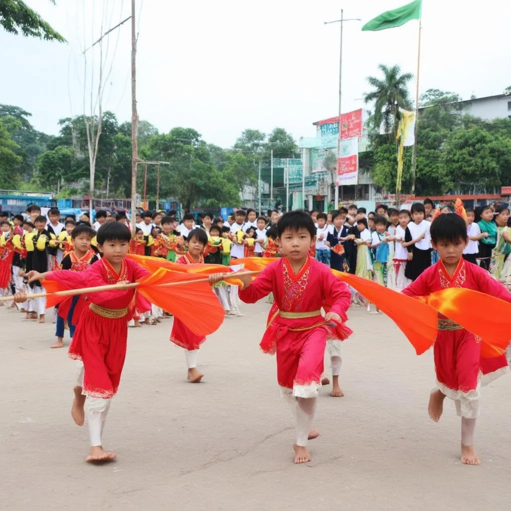 Trẻ em tham gia trò chơi dân gian