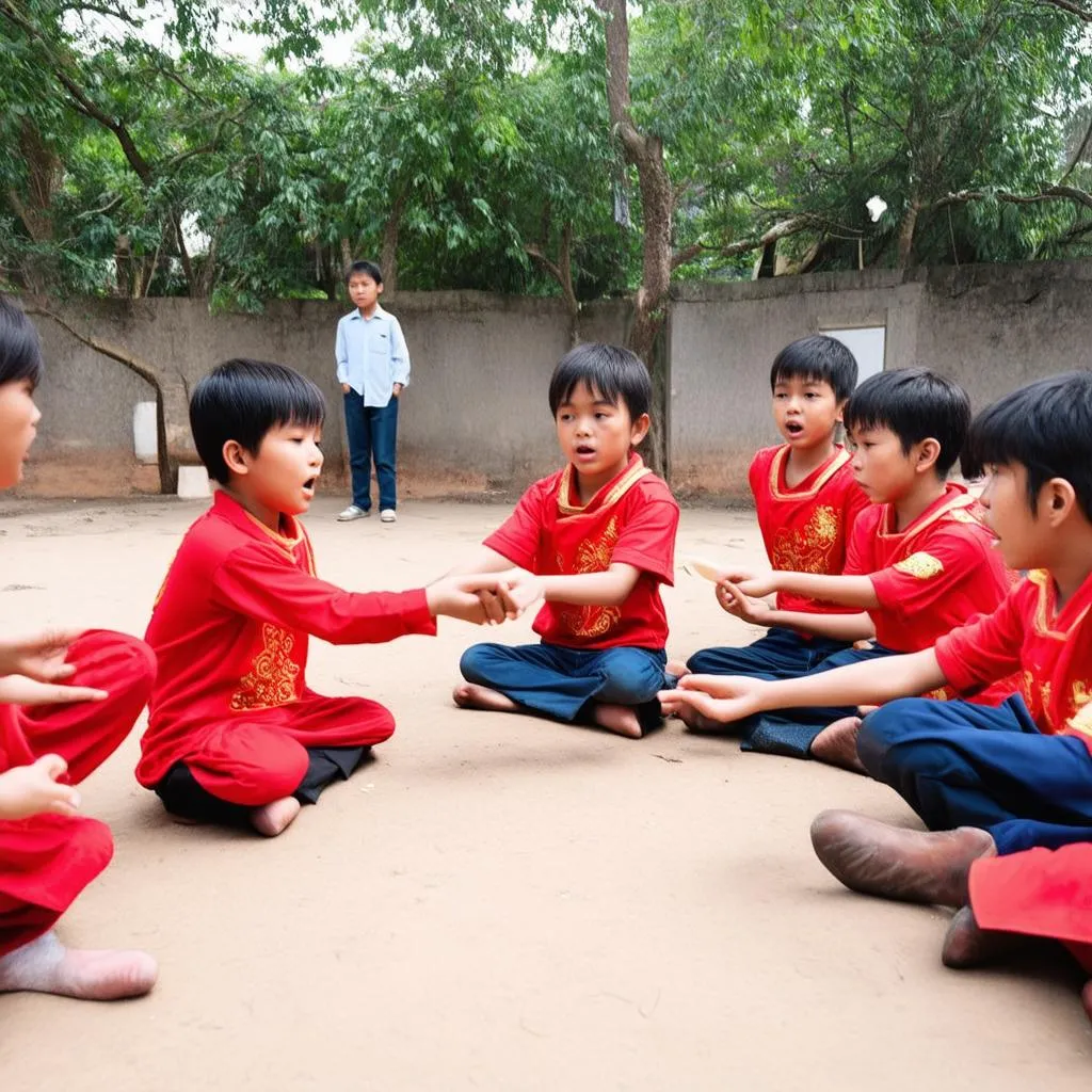 Trẻ em chơi chuyền một chuyền hai