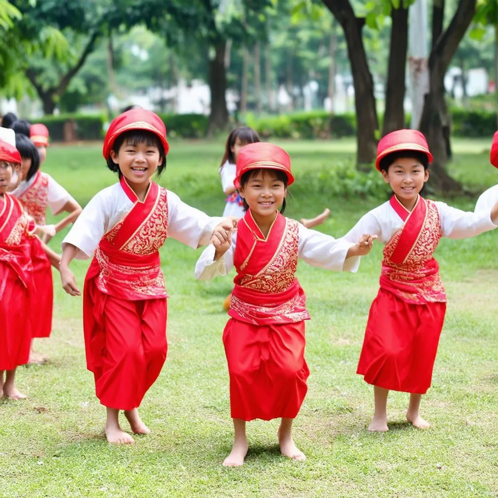 Trẻ em vui chơi kéo cưa lừa xẻ