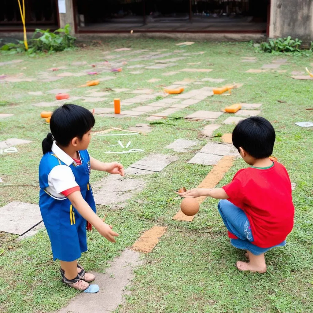 Trẻ em vui chơi ô ăn quan