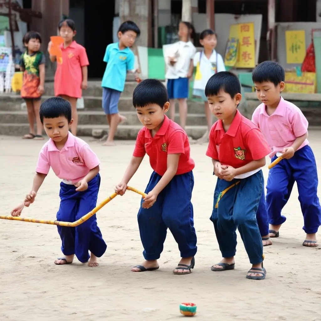 Trẻ em chơi ô ăn quan