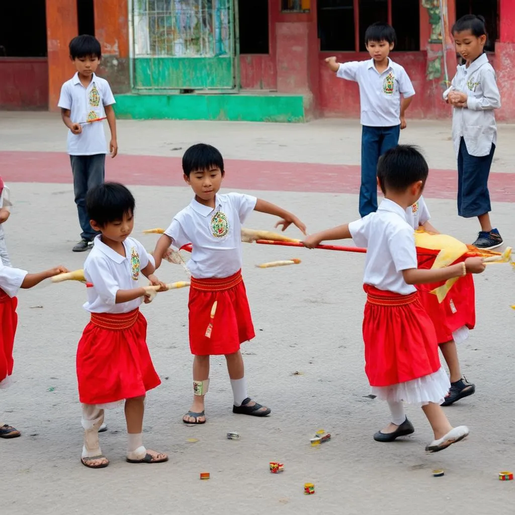 Trẻ em vui chơi ô ăn quan