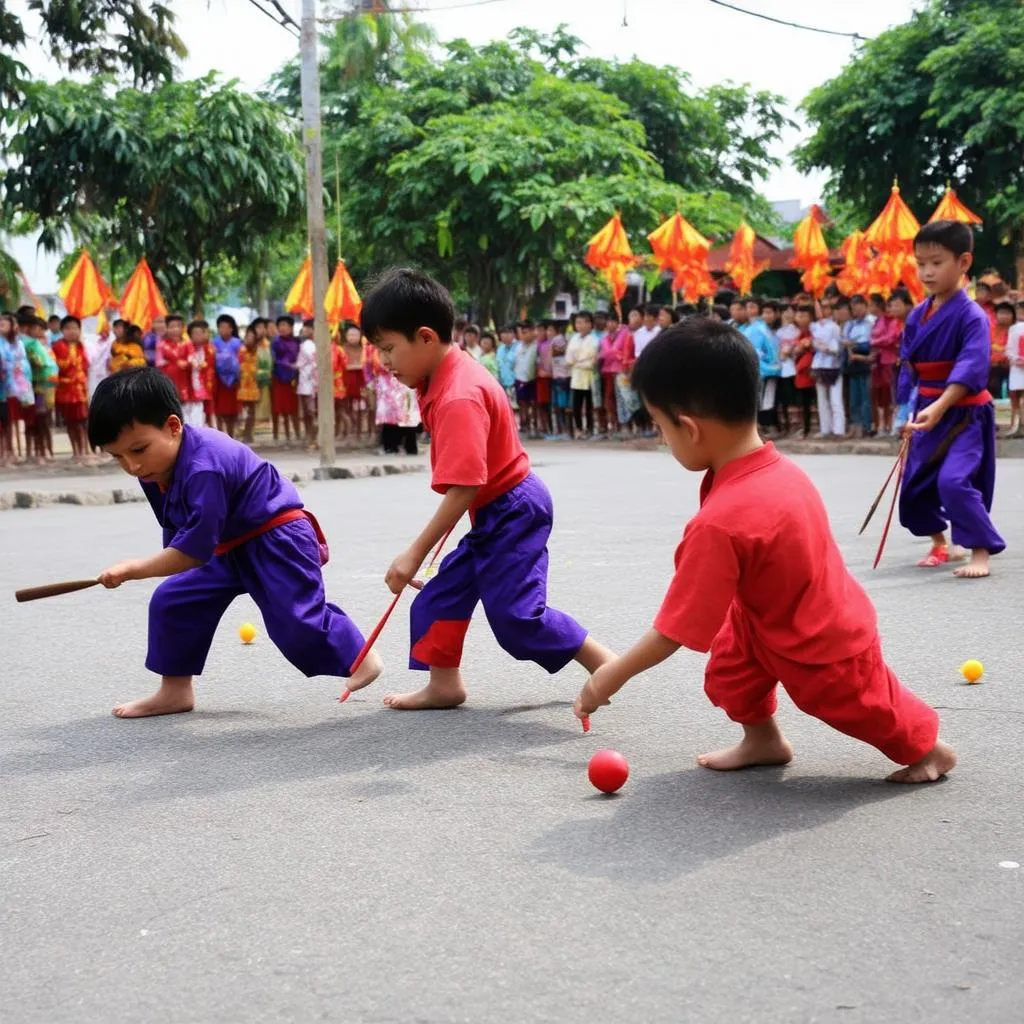 Trẻ em vui chơi ô ăn quan