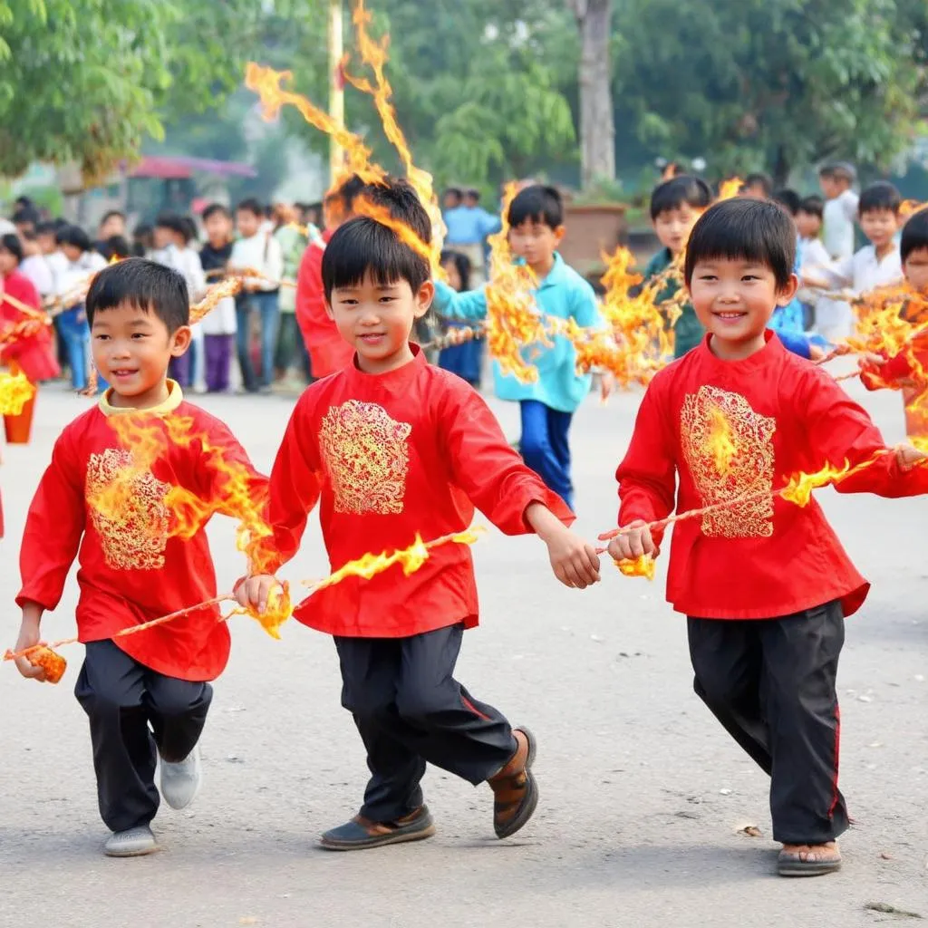 Trẻ em vui chơi trong ngày Tết