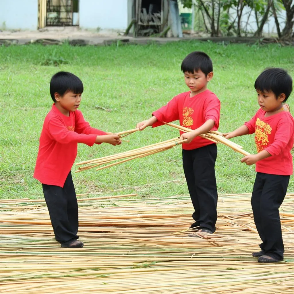 Trẻ em chơi câu tre lắc lẻo