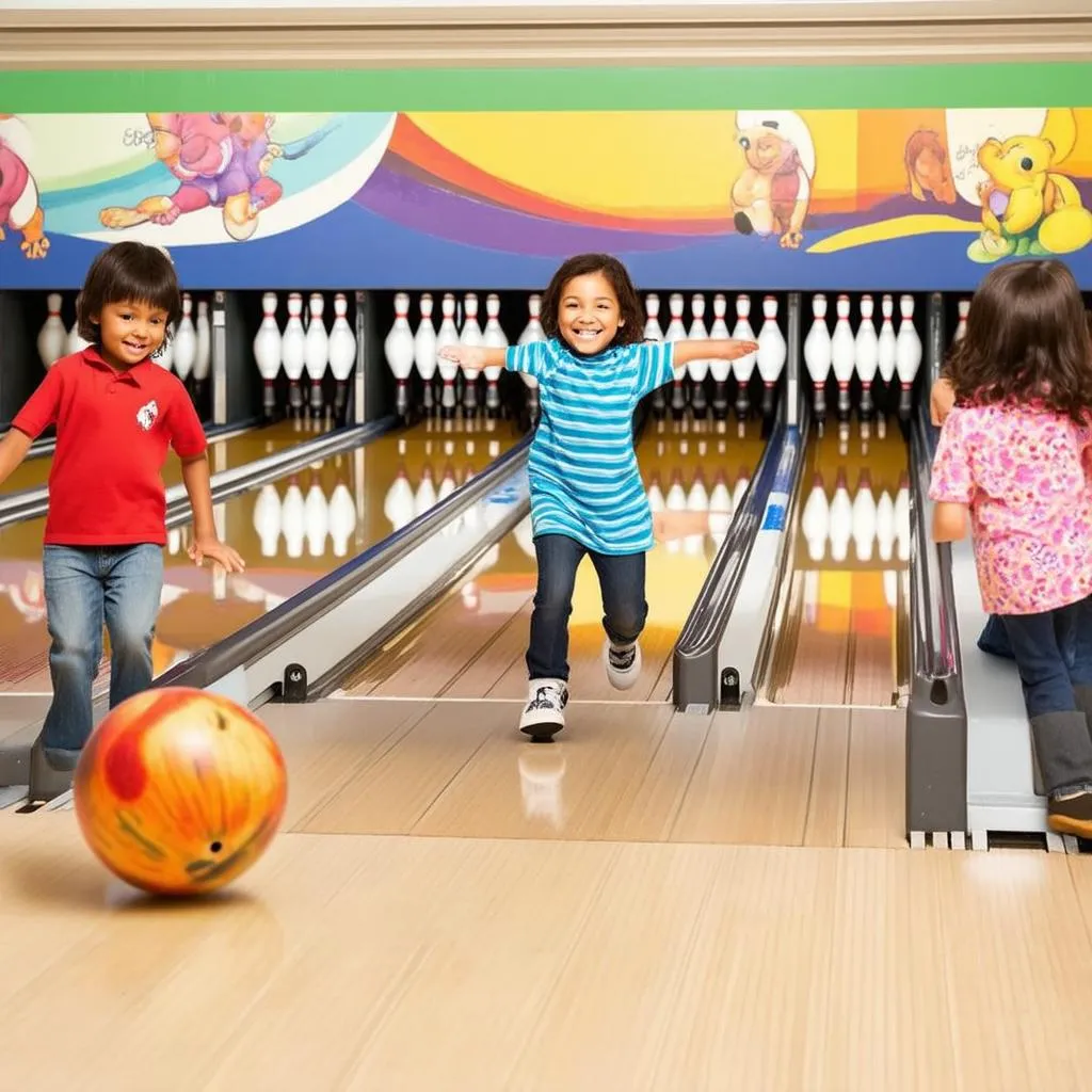 Trẻ mầm non chơi bowling