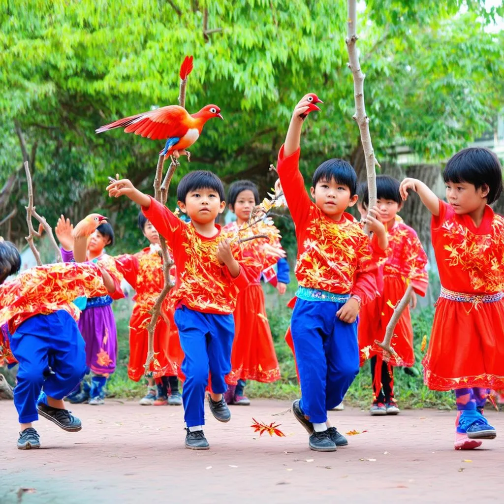 Children Playing Vietnamese Folk Games