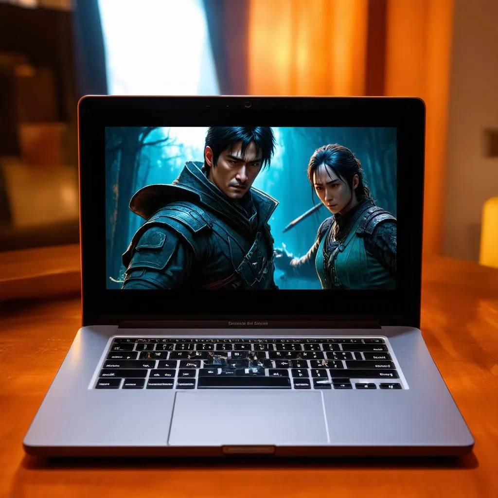 Laptop đang mở game Trò Chơi Ăn Bạn