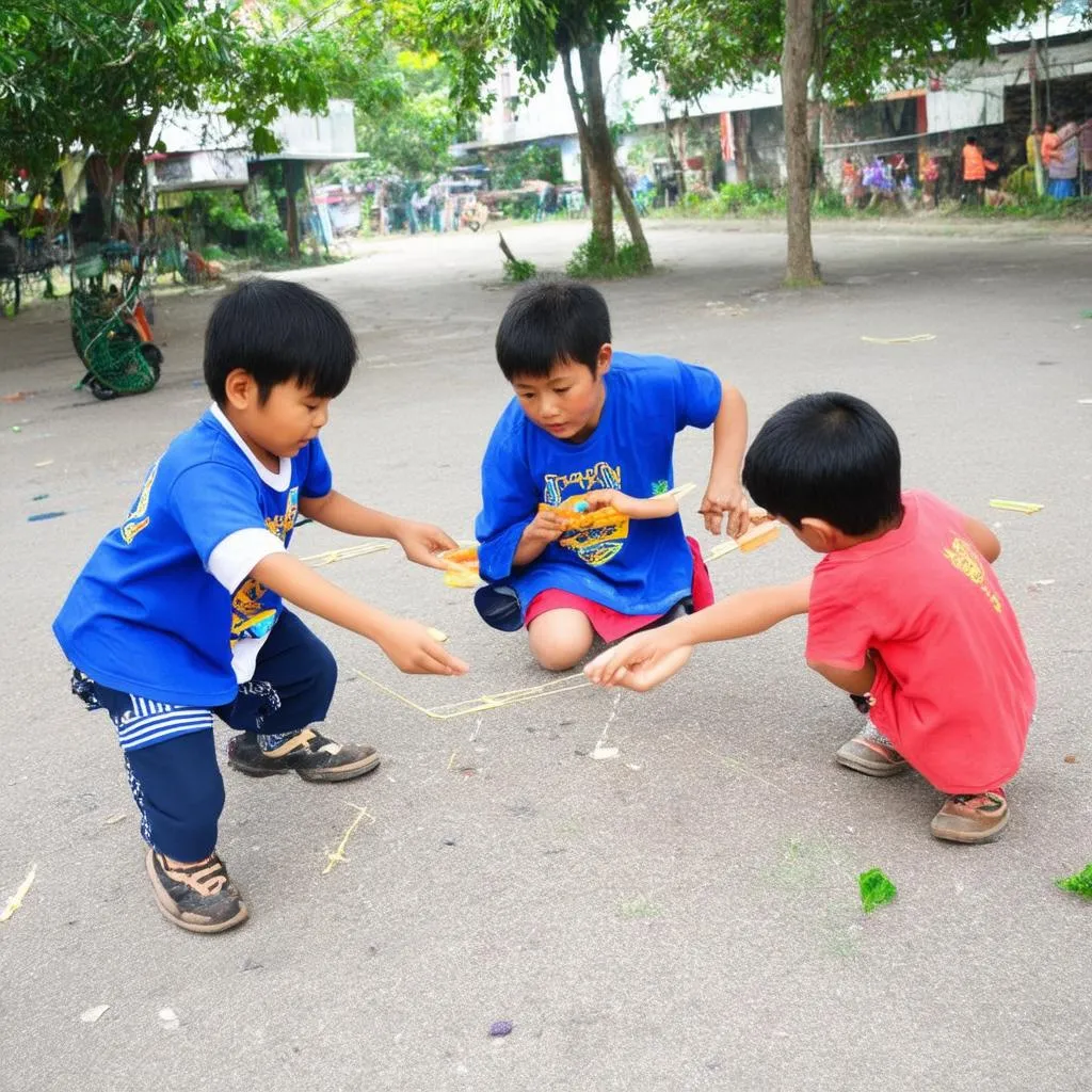 Children playing squid game