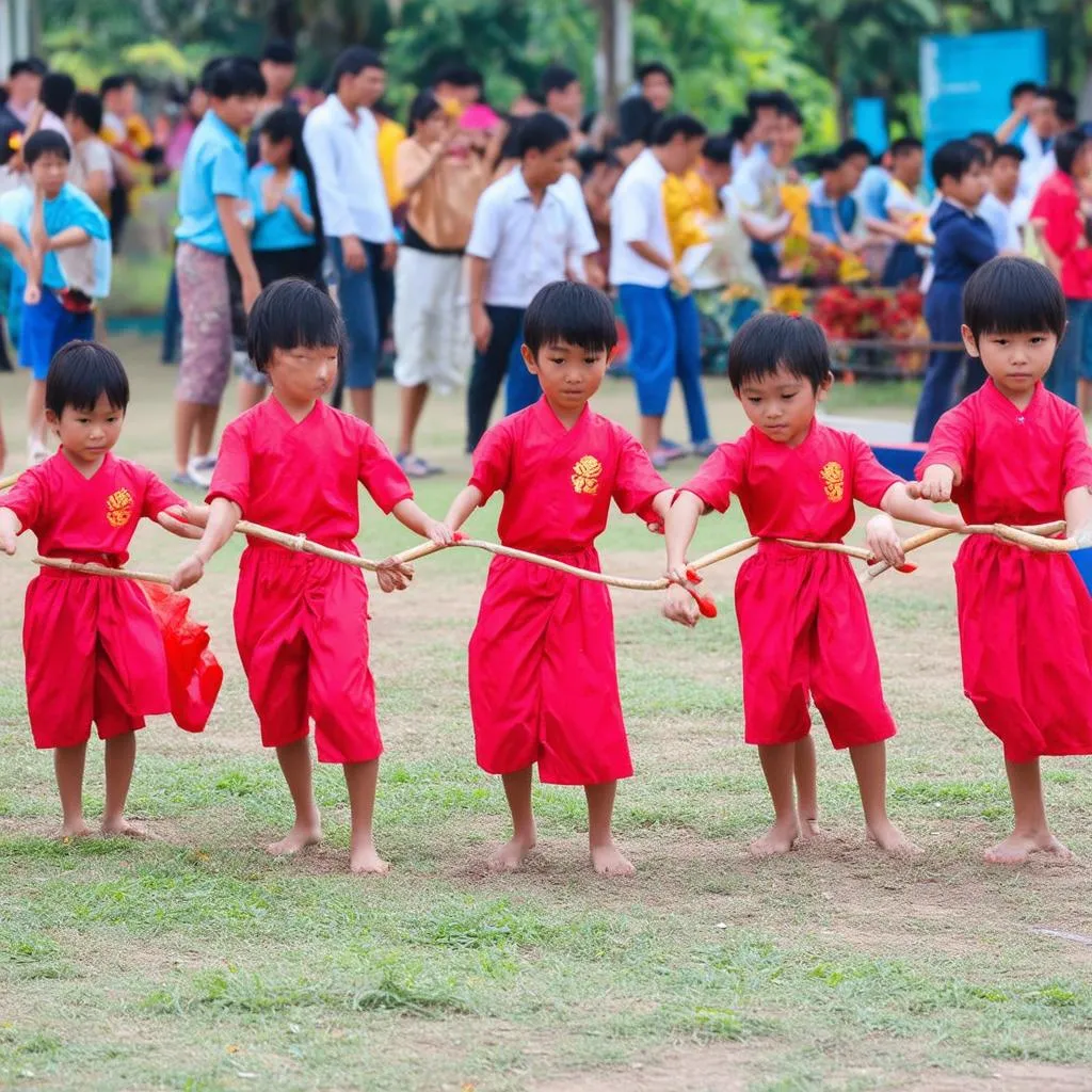 Trò chơi mưa to mưa nhỏ ngày hội