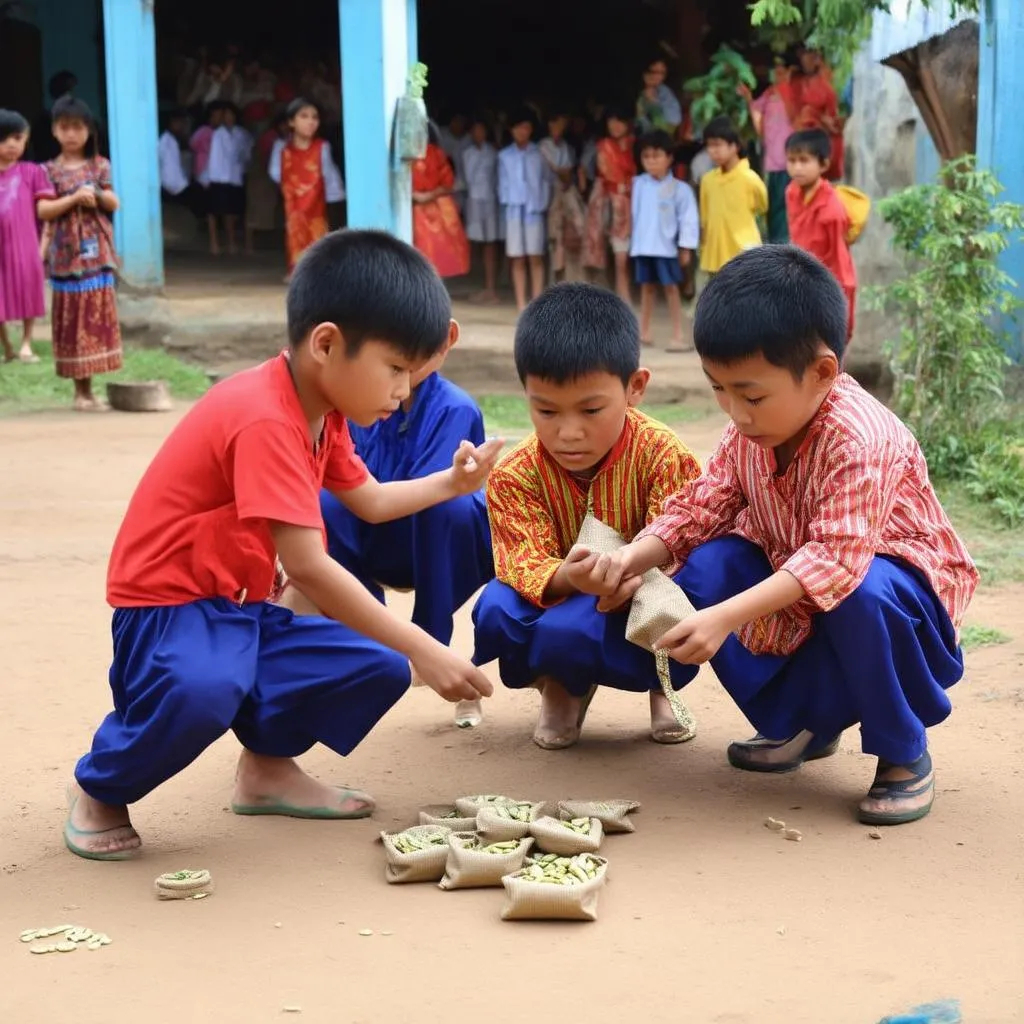 Trò chơi túi ba gang ở hội làng