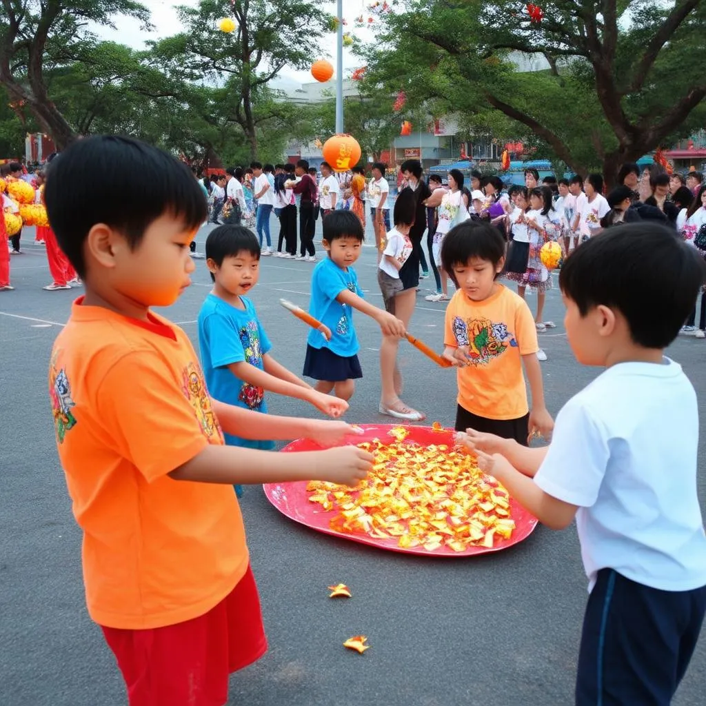 Trẻ em chơi trò chơi Trung Thu