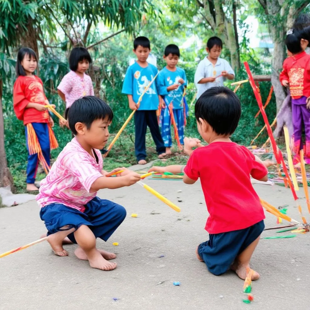 Trẻ em chơi trò chơi dân gian