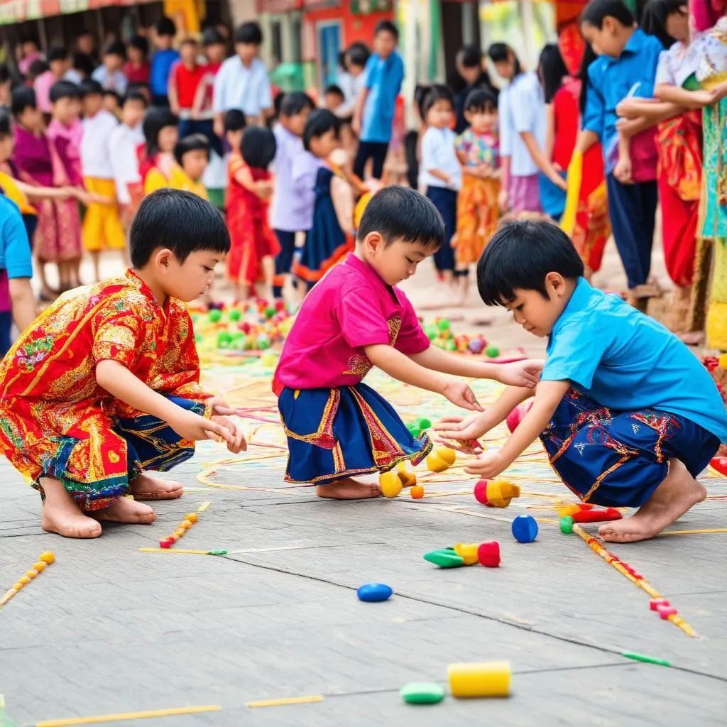 Vẽ tranh trò chơi ô ăn quan