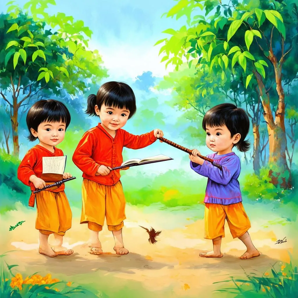 Vẽ tranh trò chơi dân gian