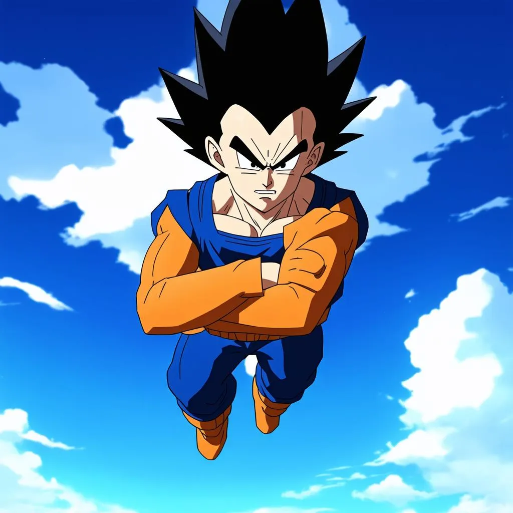 Vegeta bay trên bầu trời