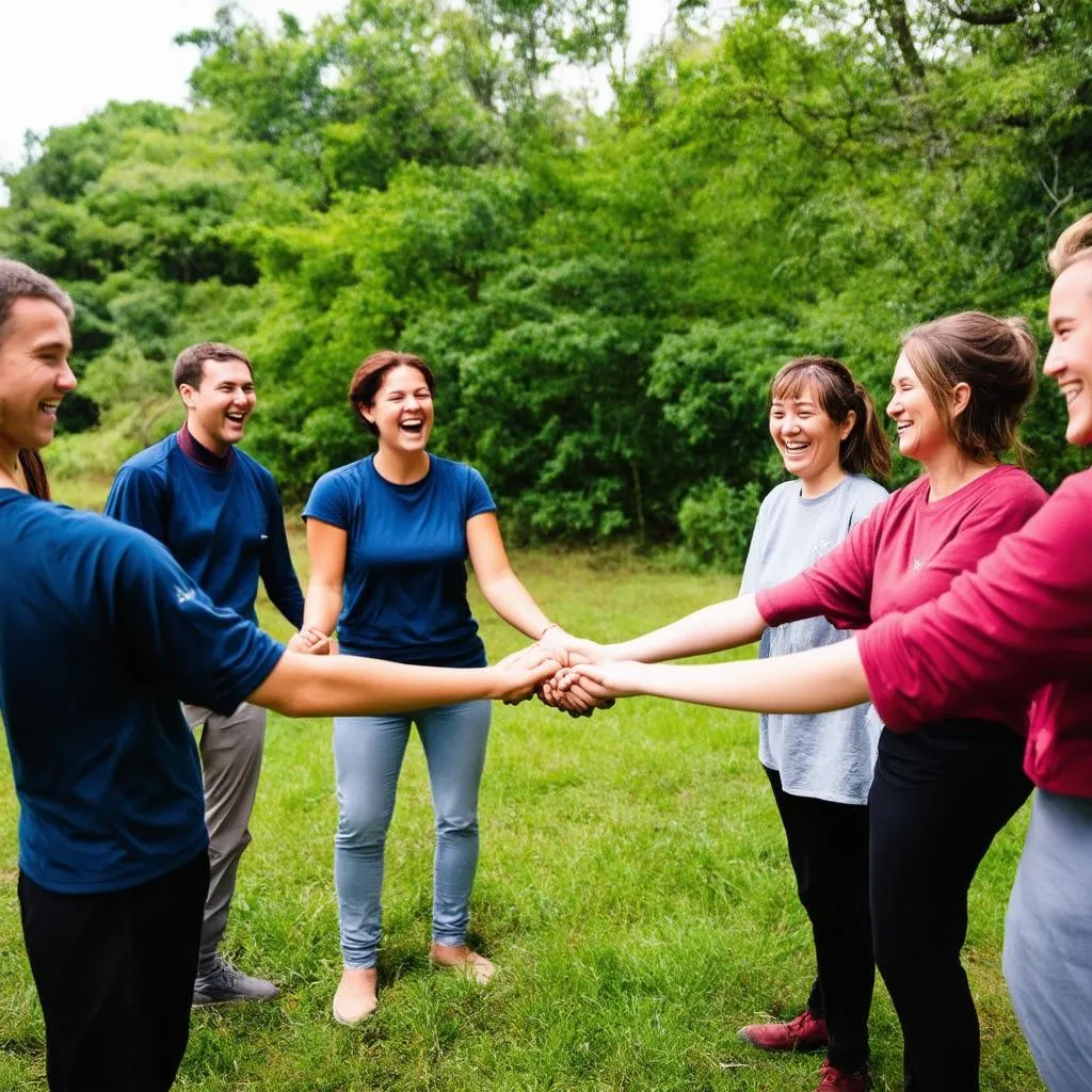 Hình ảnh vòng tròn đoàn kết trong team building