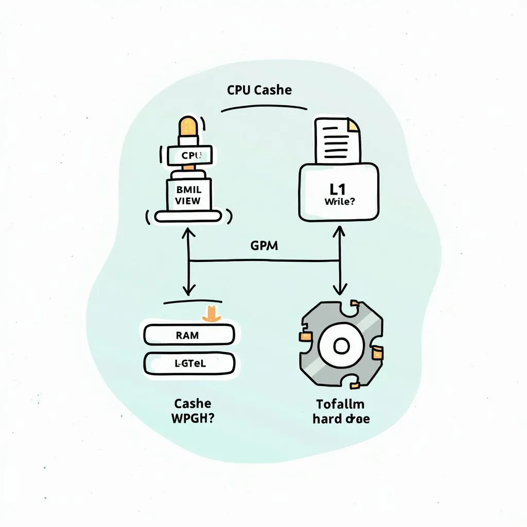 Sơ đồ minh họa bộ nhớ đệm CPU