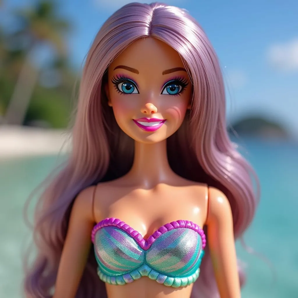 Búp bê Barbie nàng tiên cá Ariel với mái tóc dài óng ả và chiếc đuôi cá lấp lánh