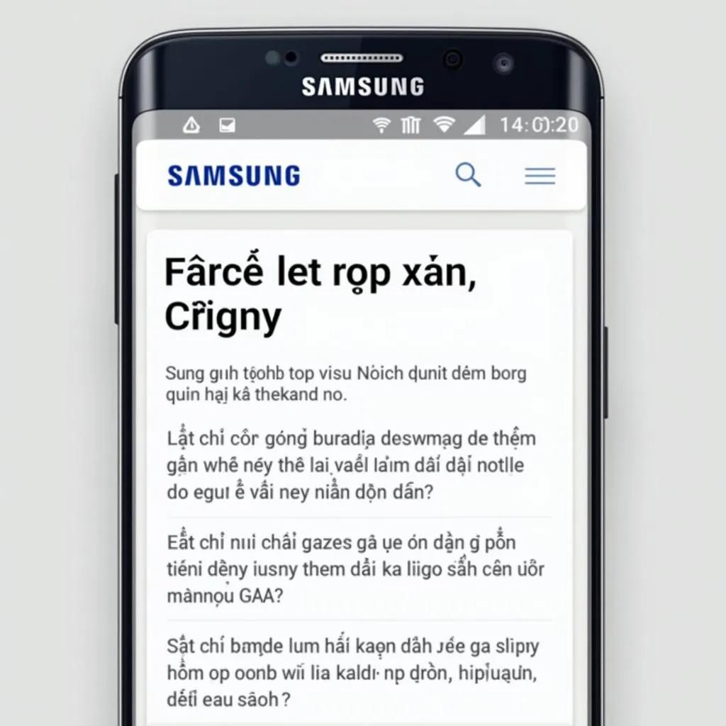 Hình ảnh bảng câu hỏi Gsat trên điện thoại Samsung