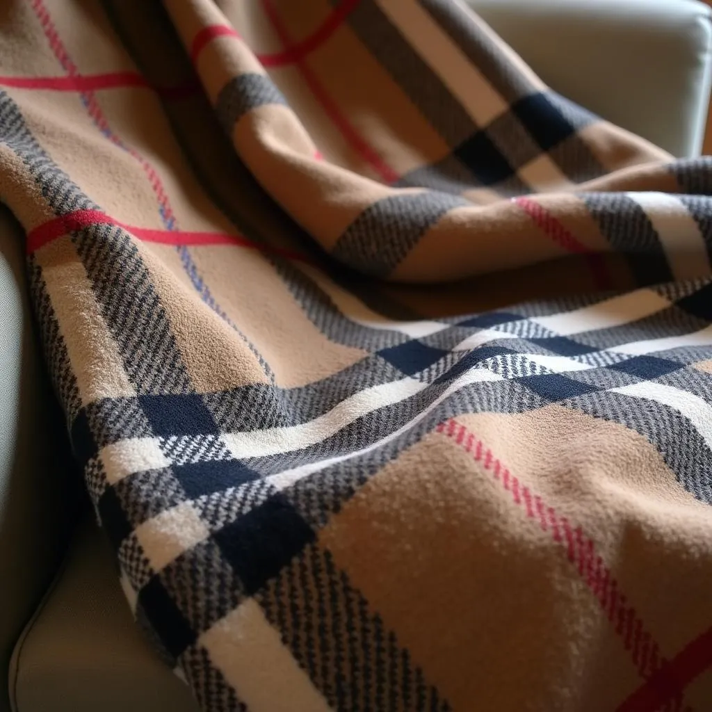 Chăn Burberry họa tiết tartan