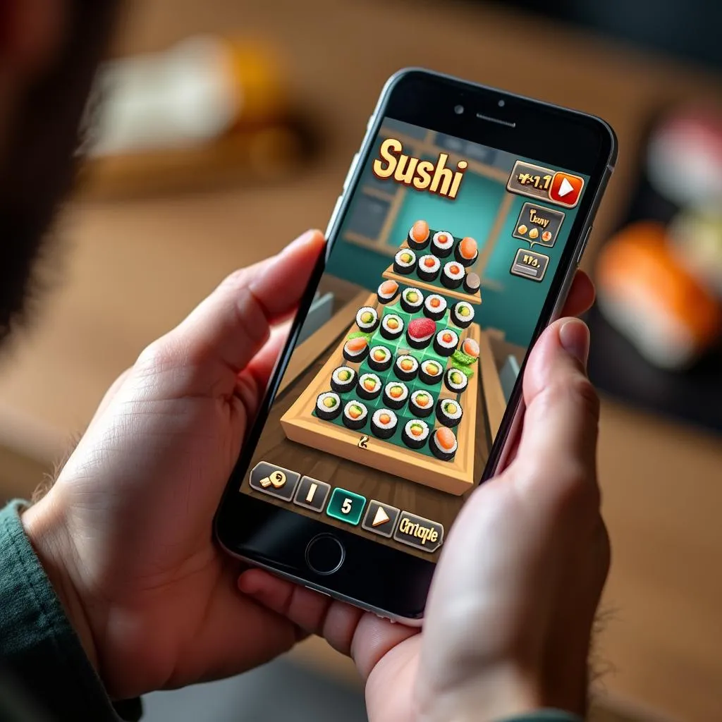 Chơi game bán sushi trên điện thoại