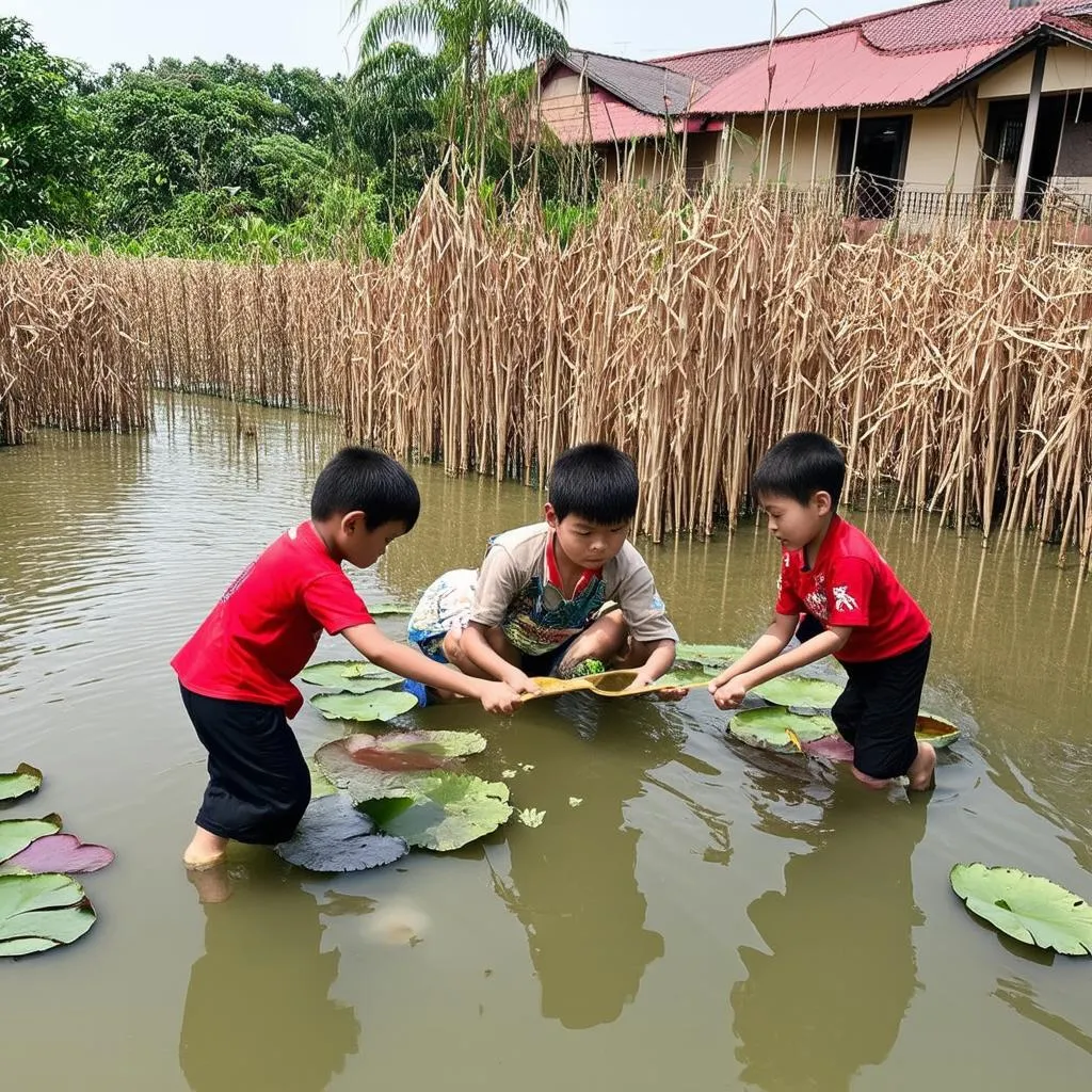 Đầm sen khô, trò chơi ô ăn quan