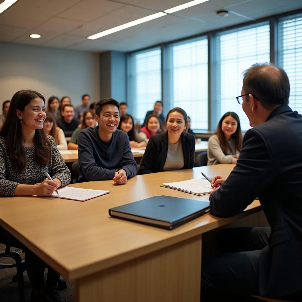 Sinh viên đặt câu hỏi cho giảng viên đại học