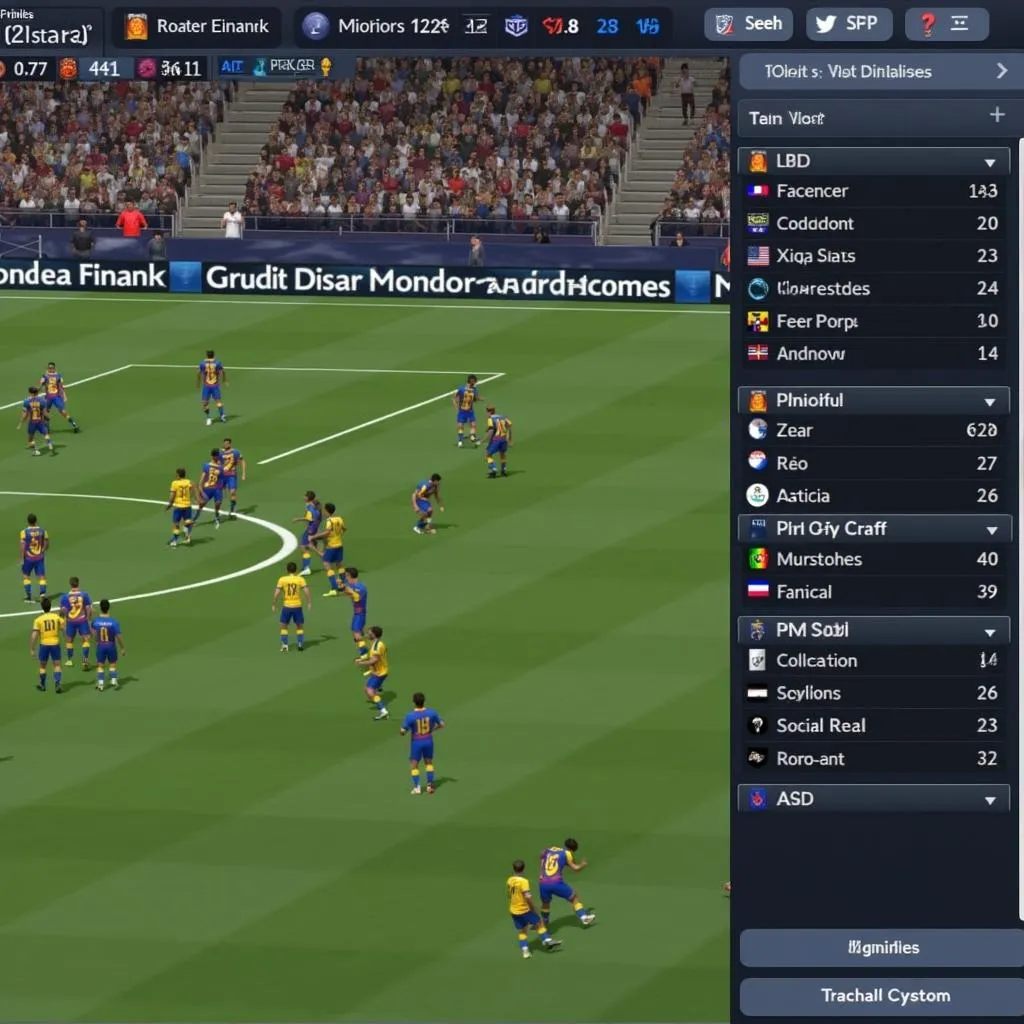 Giao diện game Football Manager trên máy tính