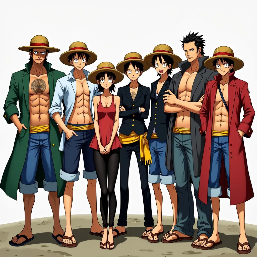 Hình nền máy tính One Piece: Toàn bộ băng Mũ Rơm