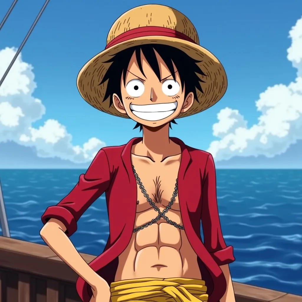 Hình nền máy tính One Piece: Luffy với nụ cười rạng rỡ