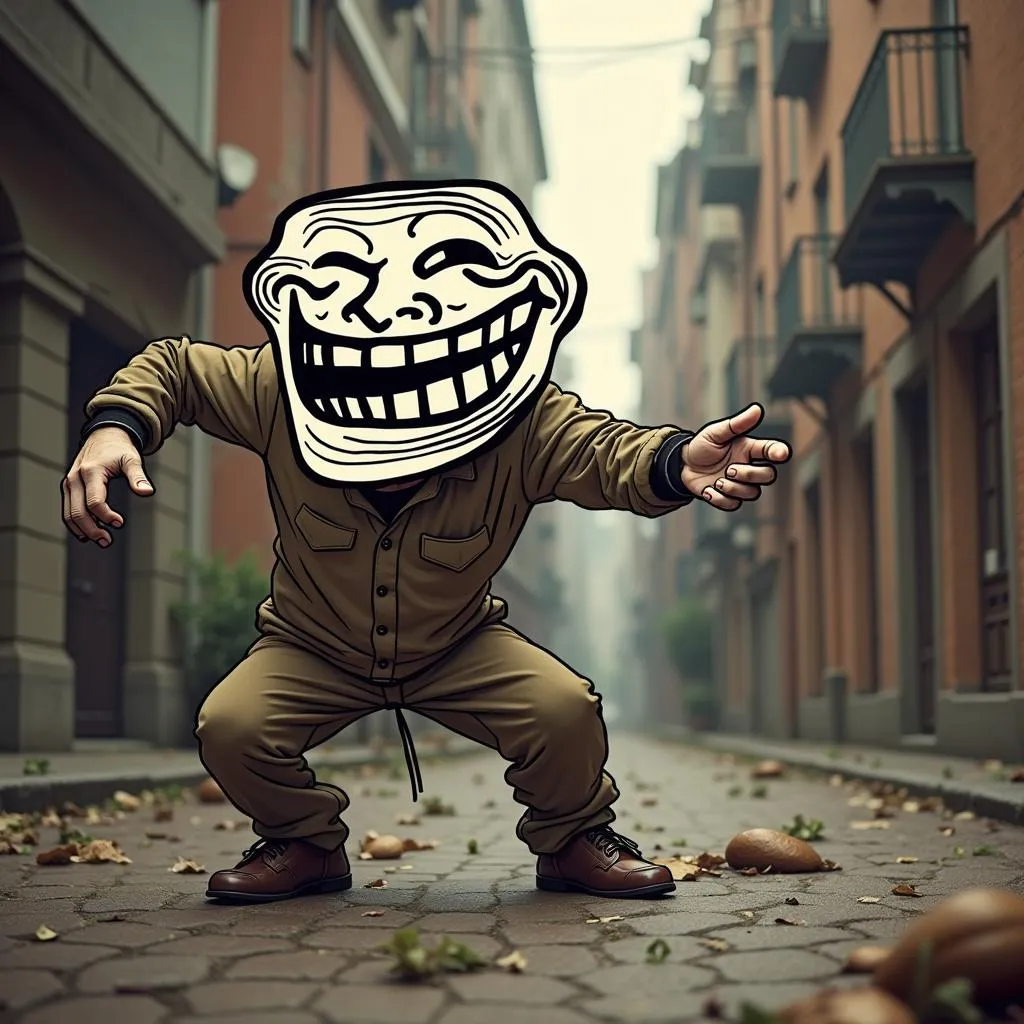 Hình ảnh meme hài hước về việc &quot;dính bẫy&quot; khi chơi Troll Face