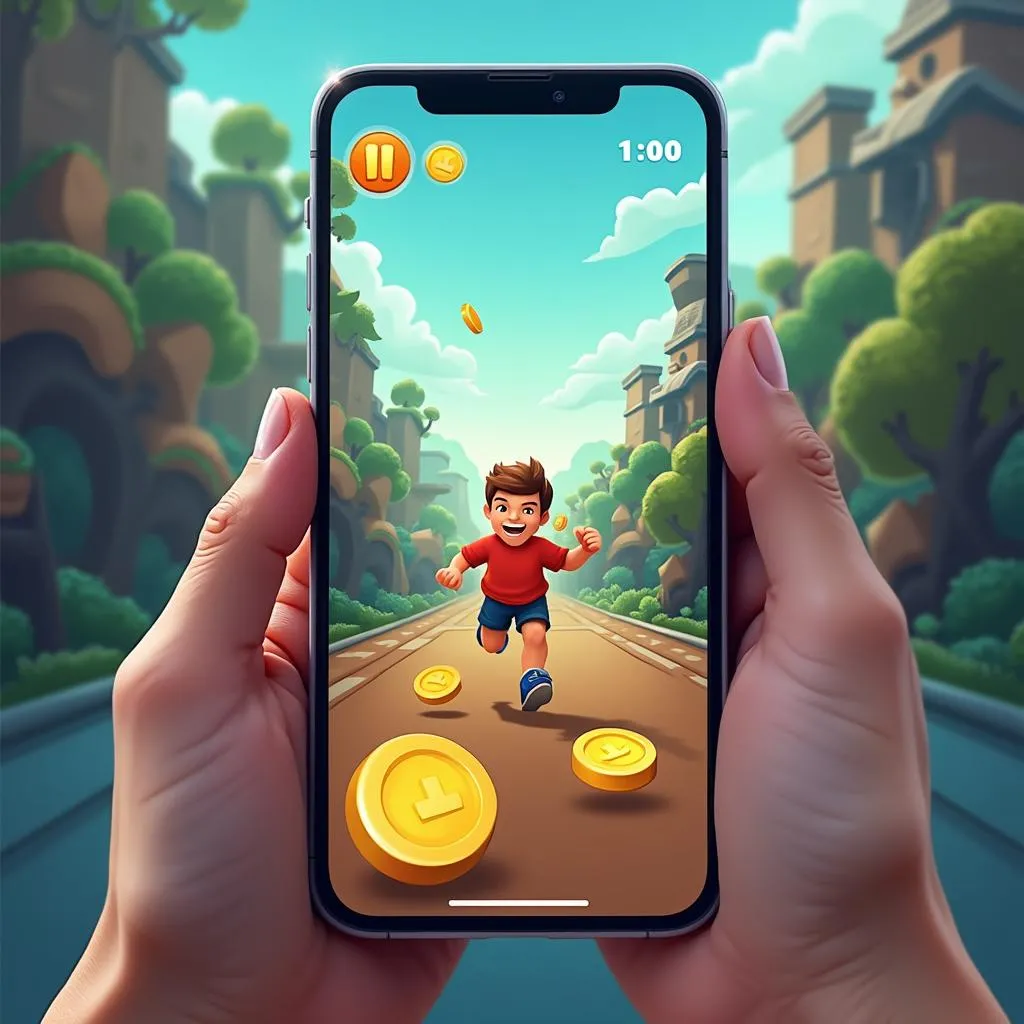 Màn hình chơi game chạy lấy vàng trên điện thoại