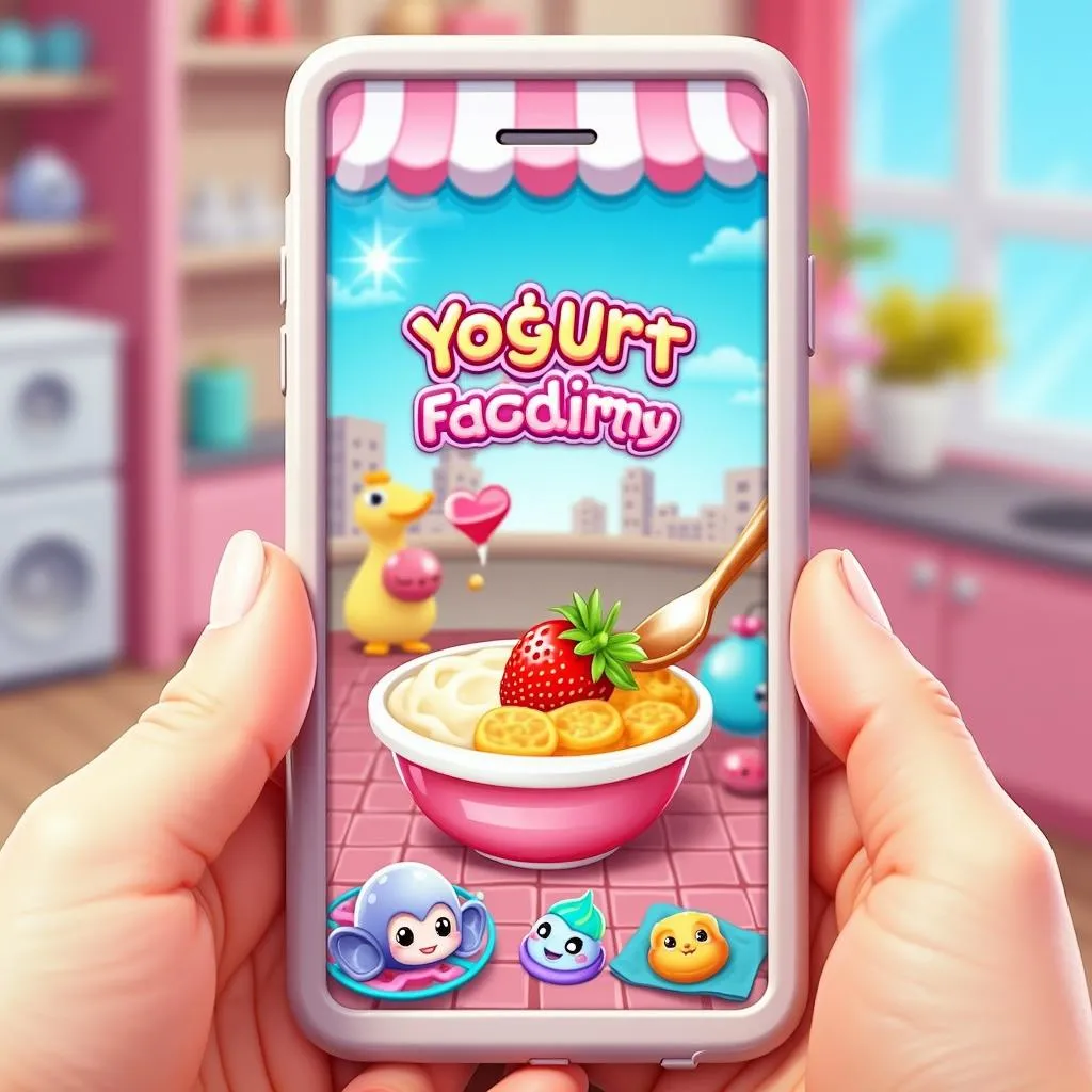 Giao diện game đút sữa chua trên điện thoại