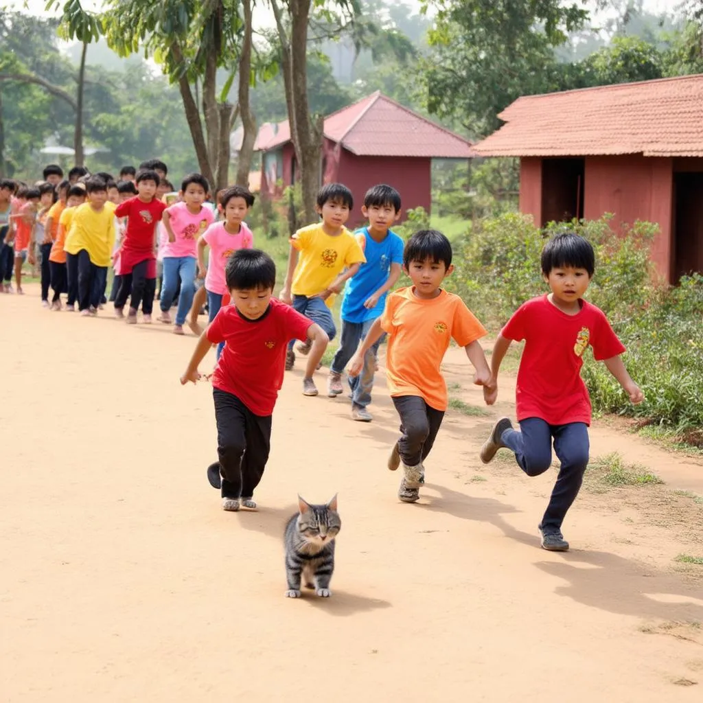 Trò chơi dân gian mèo bắt chuột mầm non