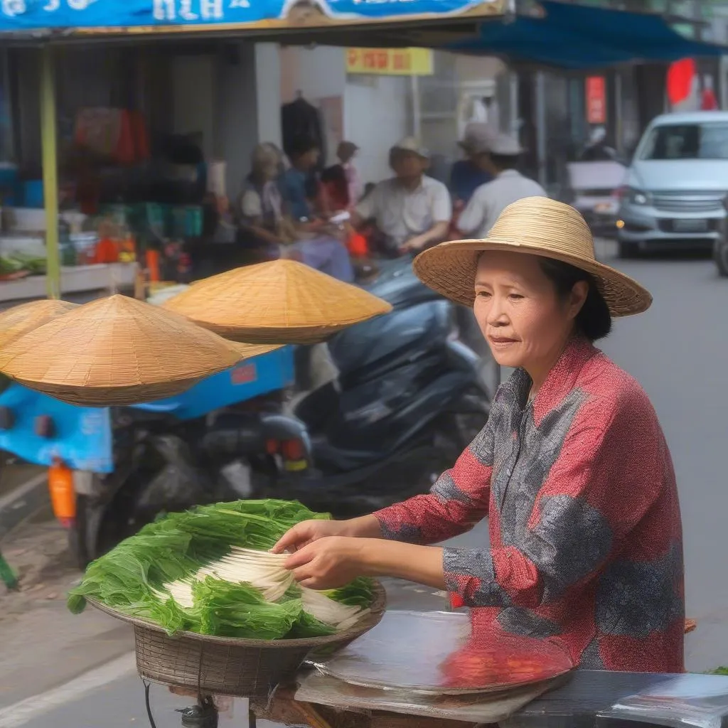 Người bán bánh hỏi lá cẩm