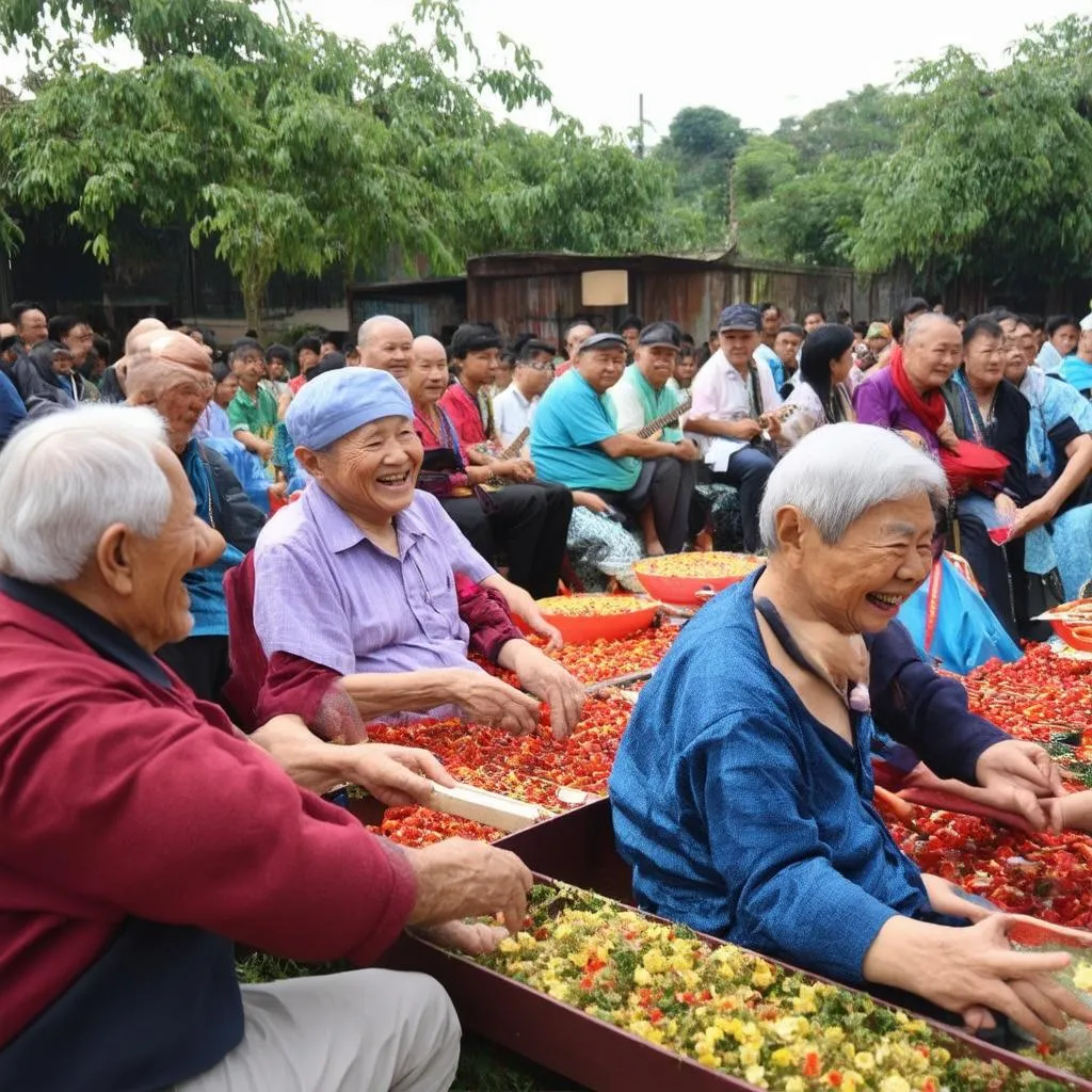 Người lớn tuổi chơi Kéo Cưa Lừa Xẻ