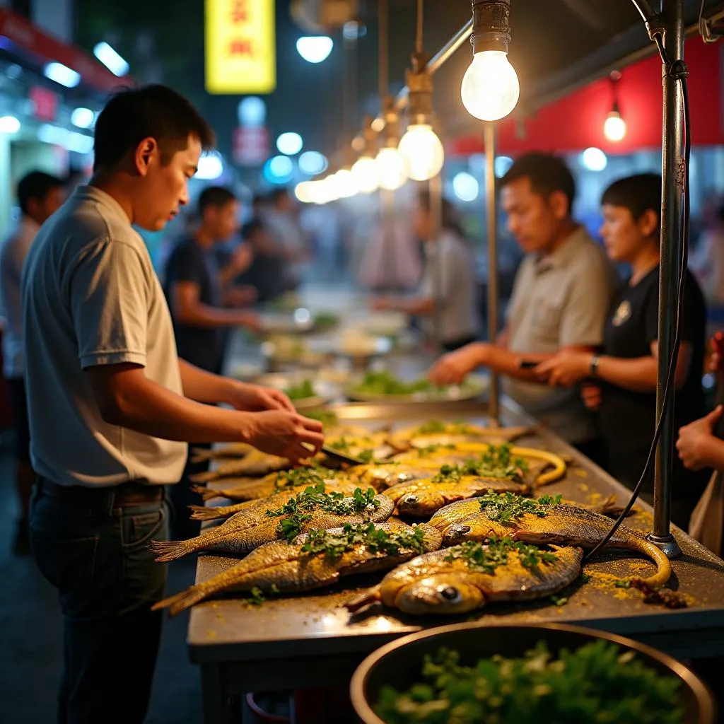 Quán cá lóc quay me bánh hỏi Đống Đa