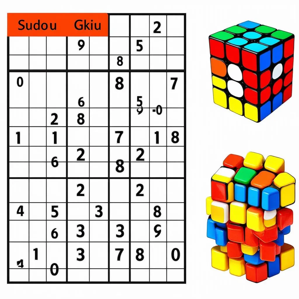 Sudoku, Rubik's Cube, and a picture puzzle