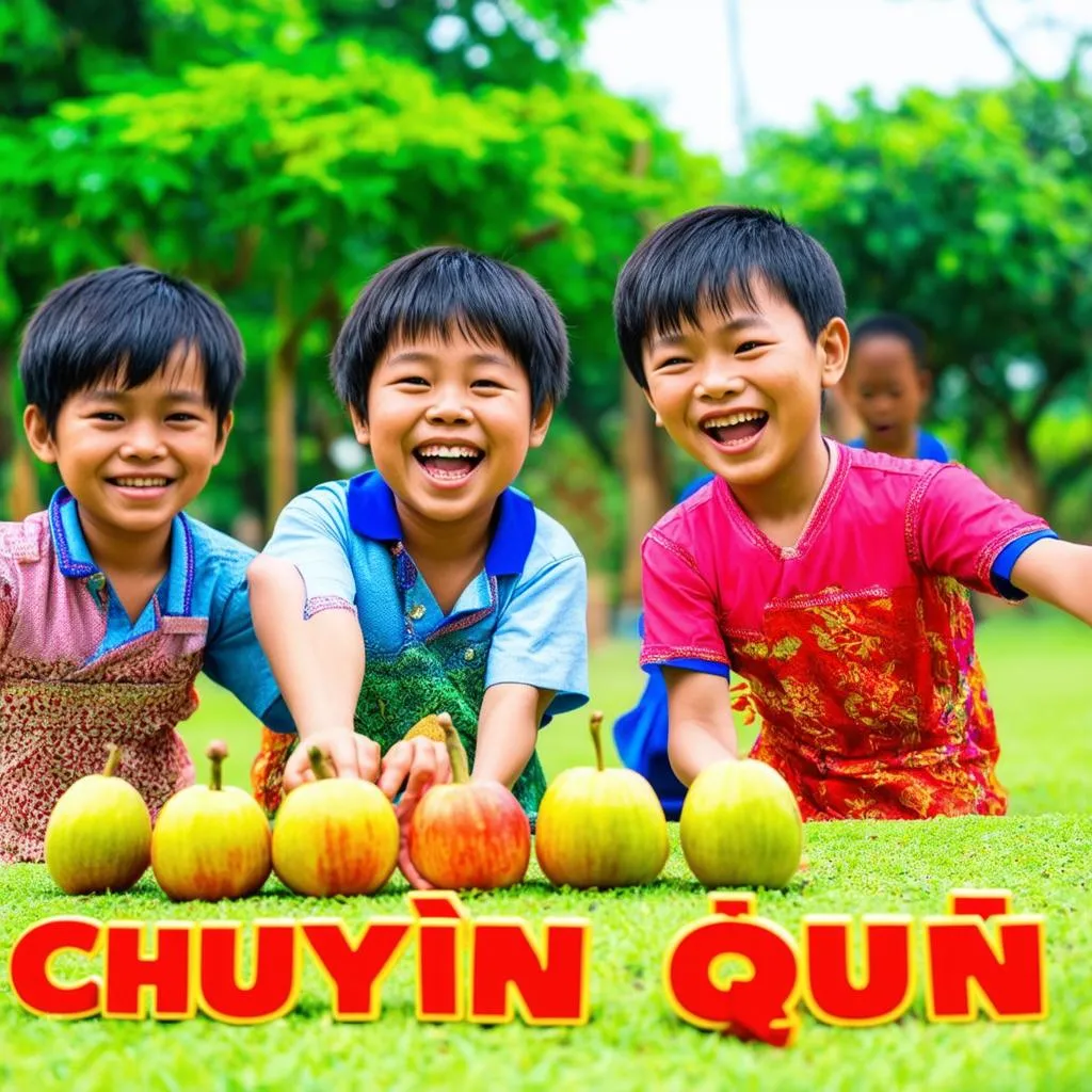 trẻ em chơi chuyền quả