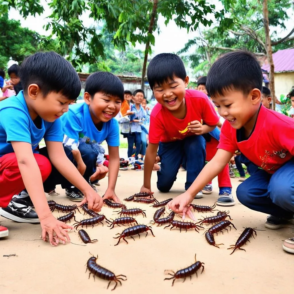 Trẻ em chơi đua rết