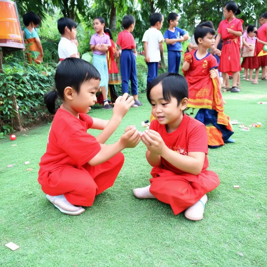 trẻ em chơi trò chơi dân gian