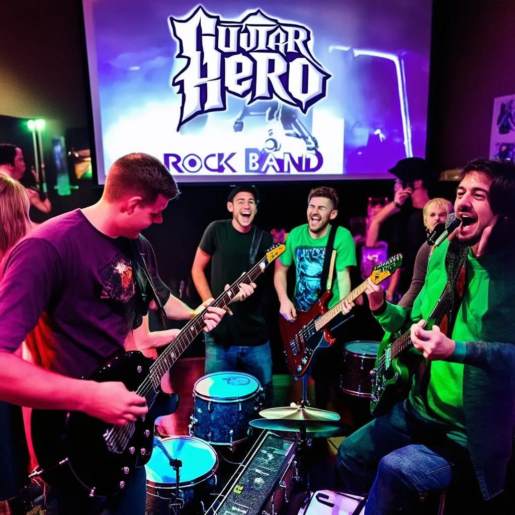 trò chơi đàn guitar hero rock band