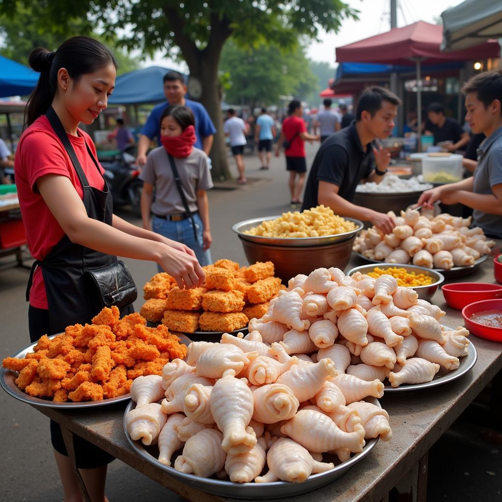 Chợ Đông Tảo là địa điểm nổi tiếng nhất Hà Nội bán chân gà Đông Tảo