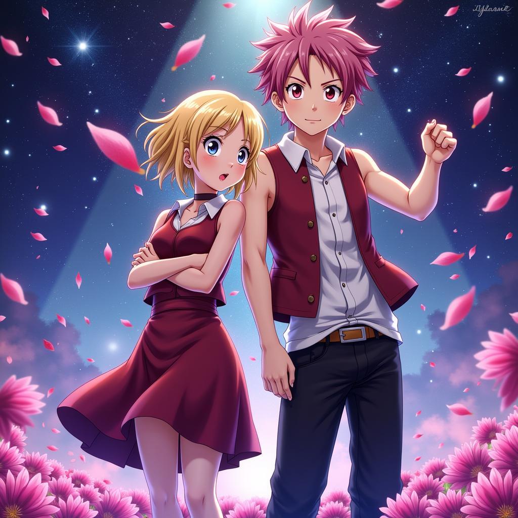 Hình nền máy tính Fairy Tail Natsu và Lucy