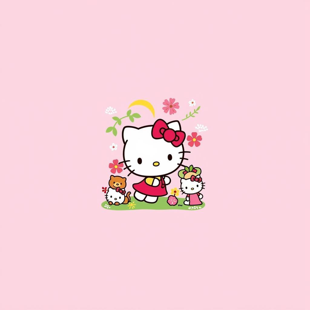 Hình nền Hello Kitty cho máy tính với nhiều nhân vật dễ thương