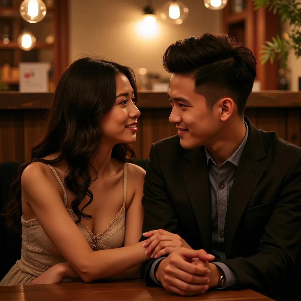 Cô dâu chú rể cùng ngồi tâm sự và lựa chọn câu hỏi pre-wedding