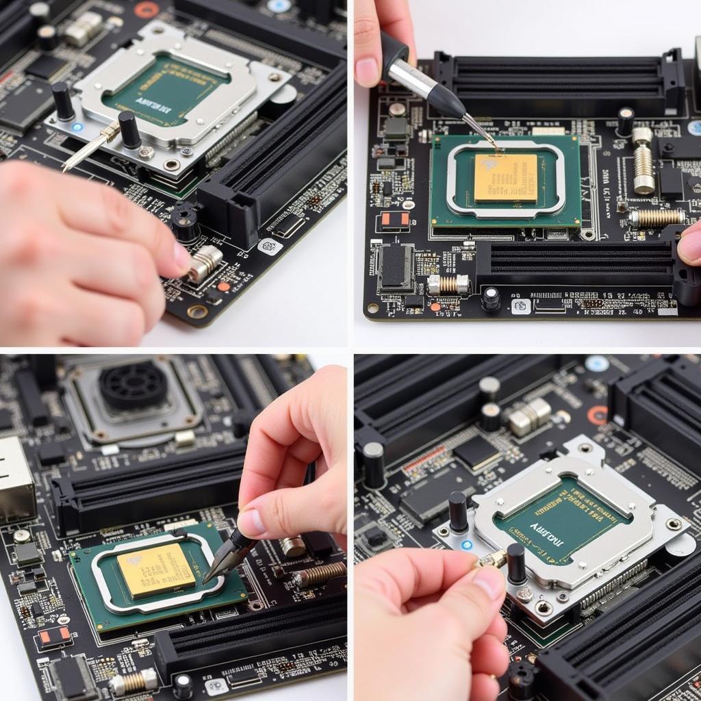 Lắp CPU và quạt tản nhiệt vào mainboard