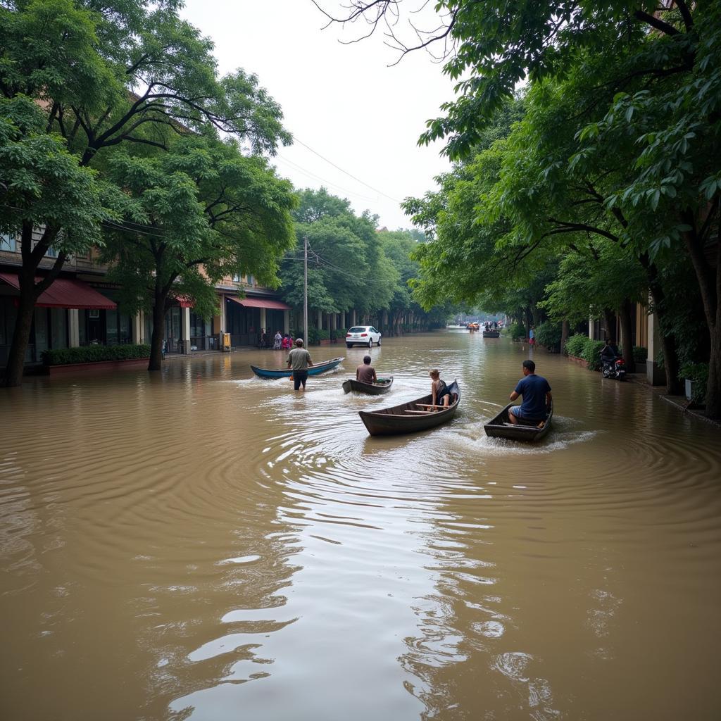 Hình ảnh lũ lụt ở Hà Nội